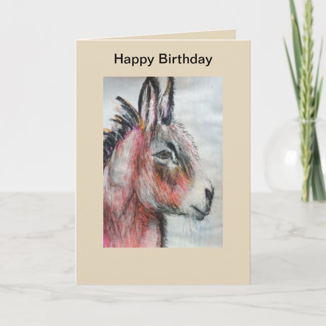Belle carte d'anniversaire d'âne multicolore (Devant)