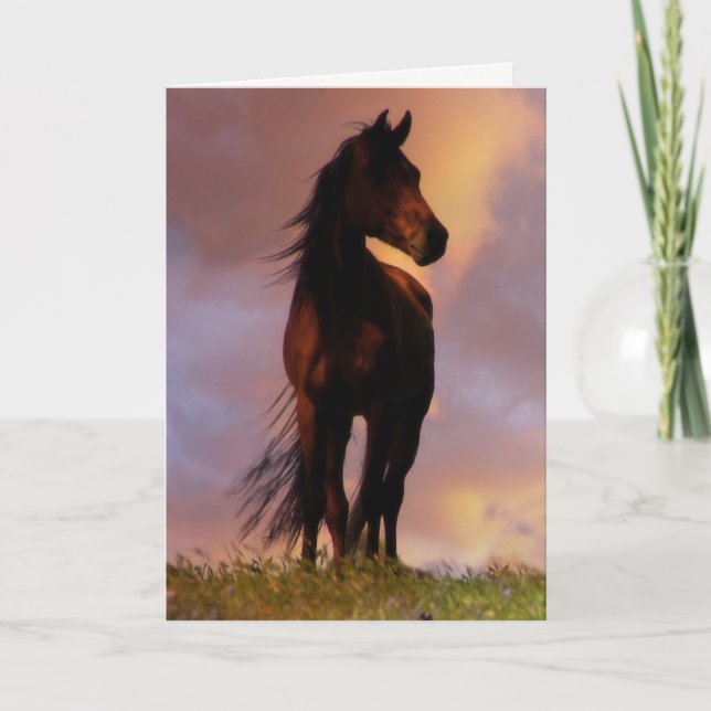 Belle carte d'anniversaire de l'amoureux du cheval (Devant)