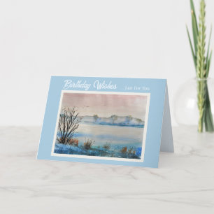 Belle carte d'anniversaire de paysage hivernal