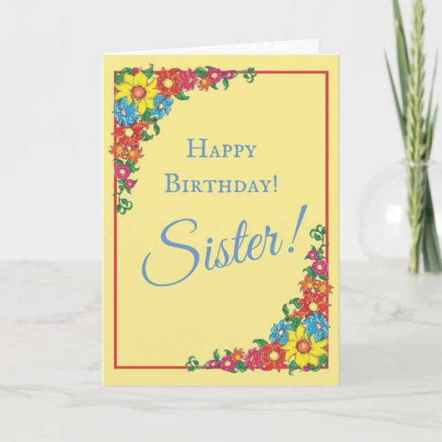 Belle carte d'anniversaire de Soeur Florale (Devant)