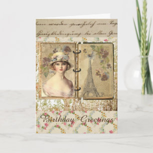 Belle Carte D'Anniversaire De Style Vintage Pour F