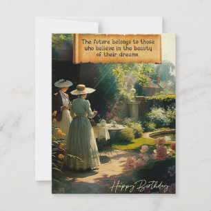 Belle carte d'anniversaire de thé de jardin anglai