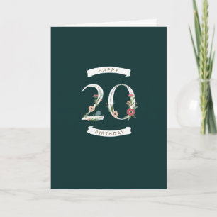 Belle carte d'anniversaire des chiffres floraux 20