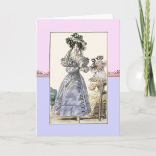 Belle carte d'anniversaire des femmes du XVIIIe si