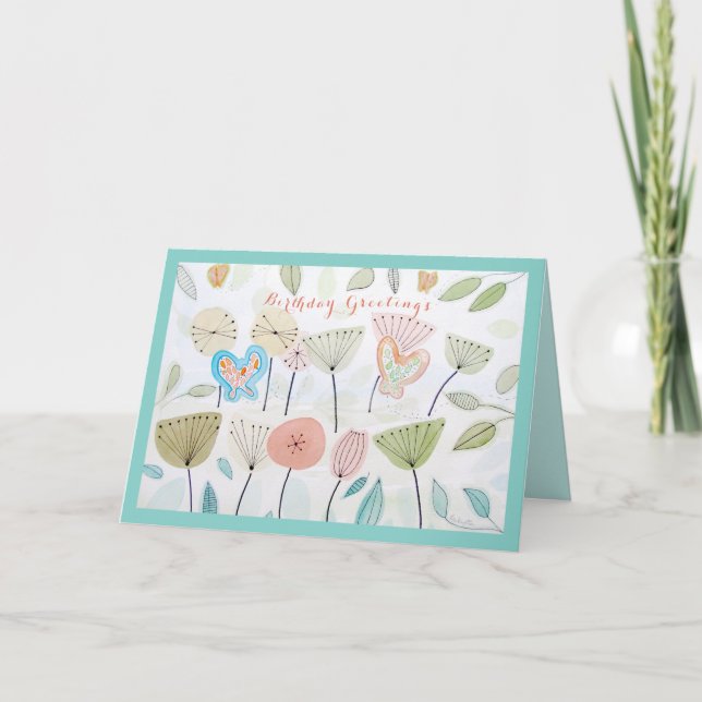 Belle carte d'anniversaire des fleurs de papillons (Devant)