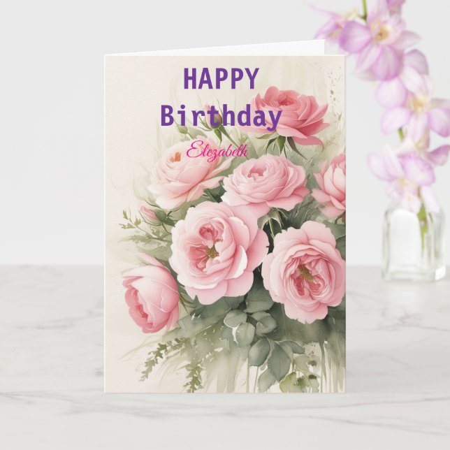 Belle carte d'anniversaire d'hiver rose (Orchidée)
