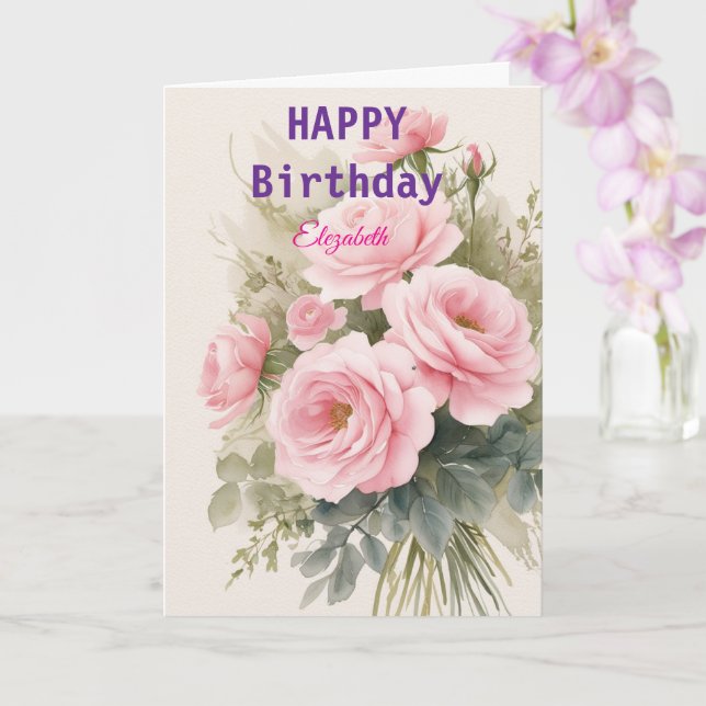Belle carte d'anniversaire d'hiver rose (Orchidée)