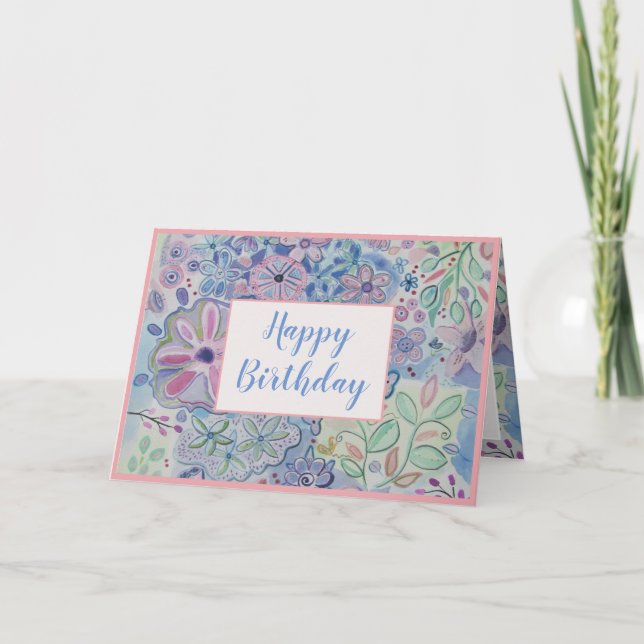 Belle carte d'anniversaire florale joyeuse (Devant)