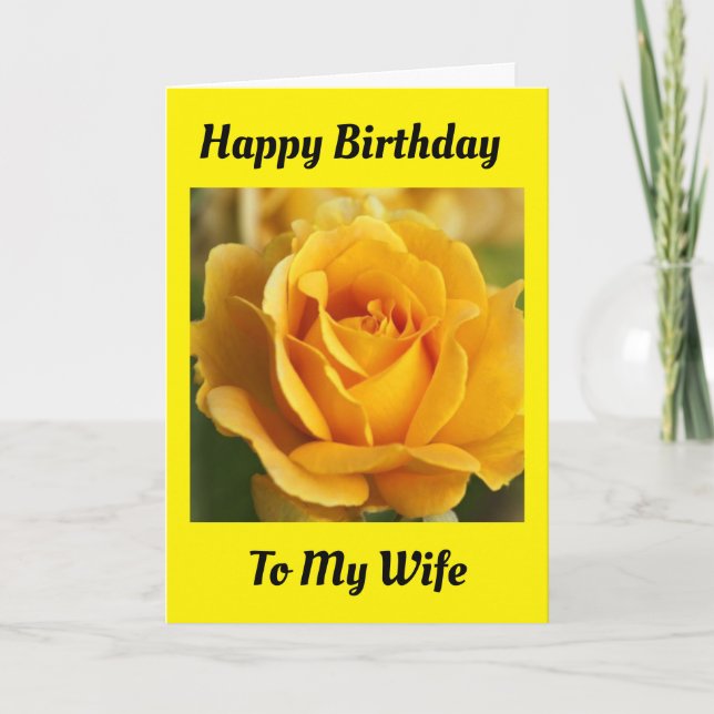 BELLE CARTE D'ANNIVERSAIRE JAUNE "ROSE JAUNE" (Devant)
