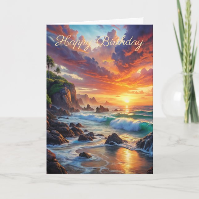 Belle carte d'anniversaire le coucher du soleil (Devant)