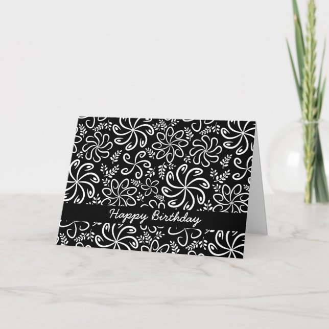 Belle carte d'anniversaire noir et blanc (Devant)