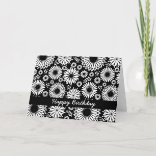Belle carte d'anniversaire noir et blanc