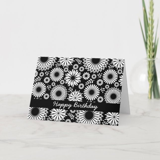 Belle carte d'anniversaire noir et blanc (Devant)