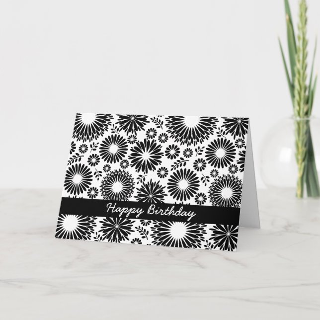 Belle carte d'anniversaire noir et blanc (Devant)