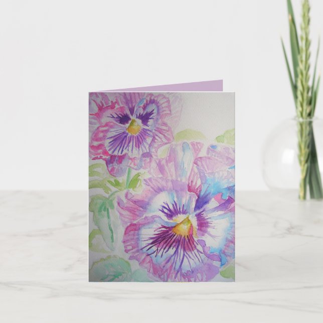 Belle Carte d'Anniversaire Pansy violet (Devant)