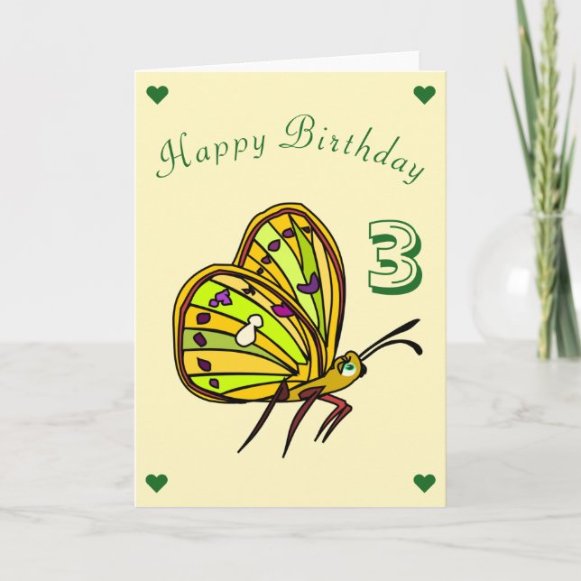 Belle carte d'anniversaire papillon - personnalisa (Devant)