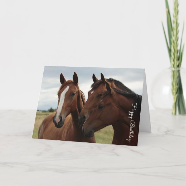 Belle carte d'anniversaire personnalisée Cheval (Devant)