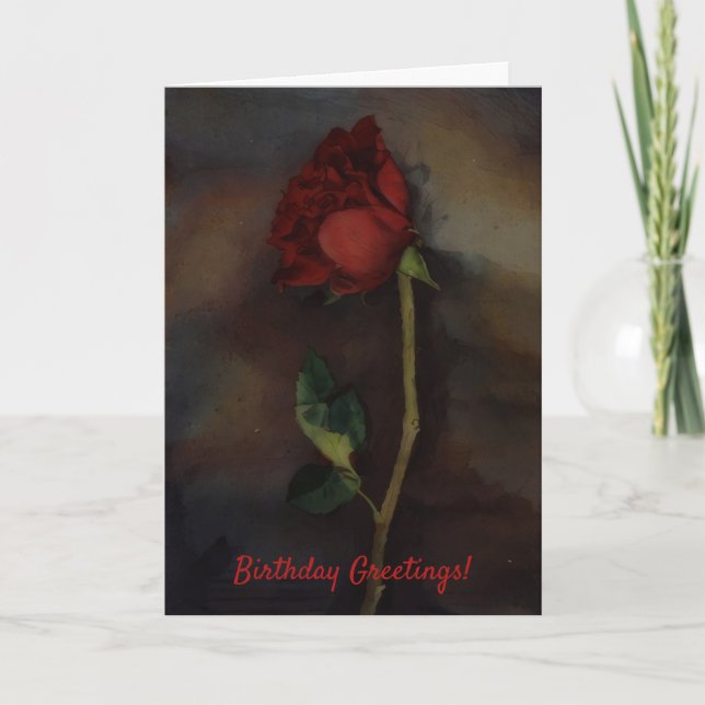 Belle carte d'anniversaire Red Rose Artsy (Devant)