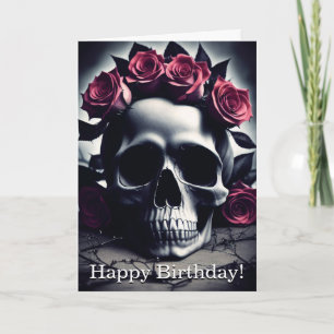 Belle carte d'anniversaire Rose foncé et gothique