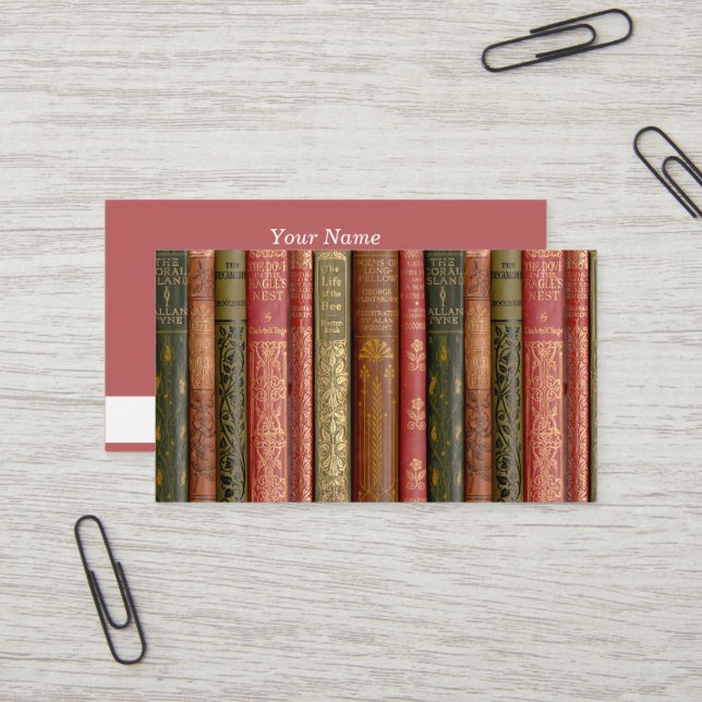 Belle carte d'appel Book Spines (Bee) (Devant/Arrière en situation)
