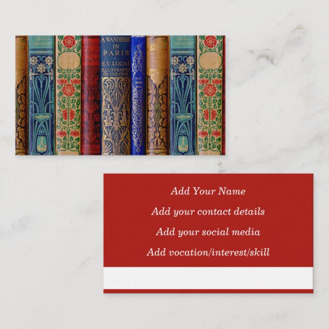 Belle carte d'appel Book Spines (Paris) (Devant / Derrière)