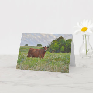 Belle carte d'art Red Angus Cow Farm