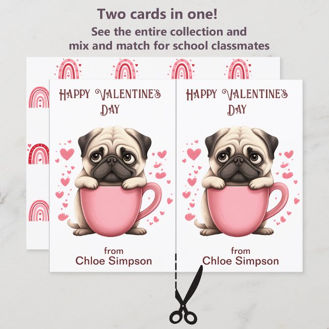Belle carte de classe Carlin chiot Valentine pour  (Créateur téléchargé)
