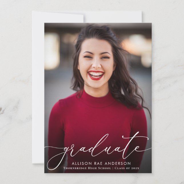 belle carte de faire-part de graduation de script  (Devant)