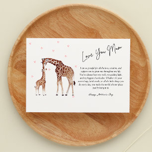 Belle carte de la fête des mères de girafe