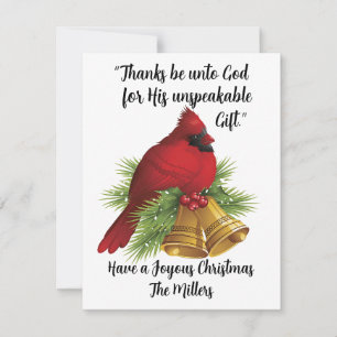 Belle carte de Noël Cardinal Ted Flat