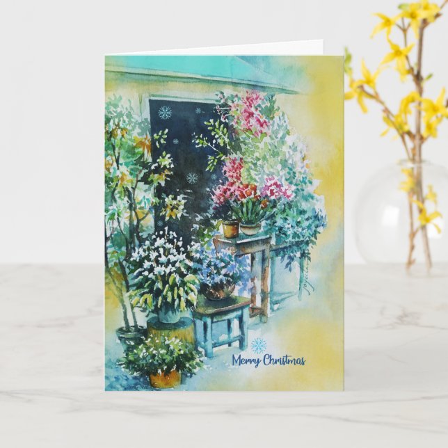 Belle carte de Noël Floral faite avec amour (Fleur jaune)