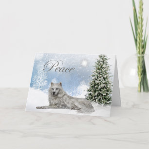 Belle carte de Noël Loup de la Paix