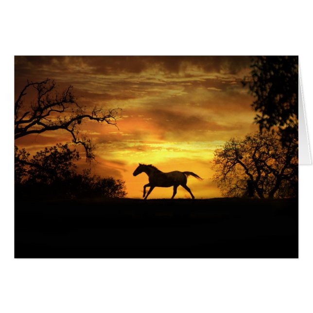Belle carte de note blanche Cheval de course (Devant horizontal)