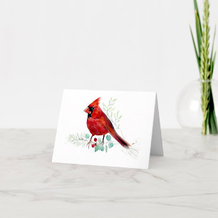 Belle carte de note cardinale rouge aquarelle