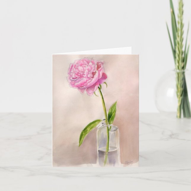 Belle carte de note de fleur de pivoine (Devant)