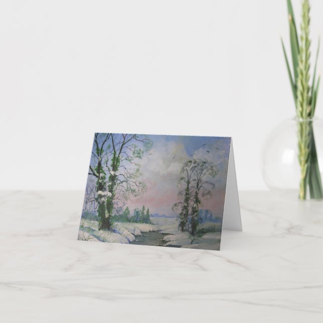 Belle carte de note Peinture à l'huile de la scène (Devant)