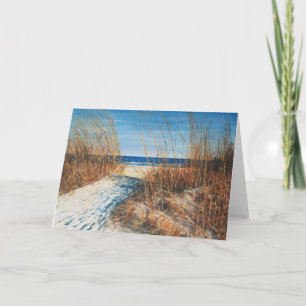 Belle carte de note sur la peinture de plage des d