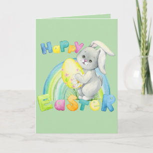 Belle carte de Pâques avec de doux bébés animaux