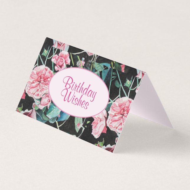 Belle carte de peinture rose rose Rose aquarelle (Front)