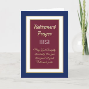 Belle carte de prière personnalisée pour retraités