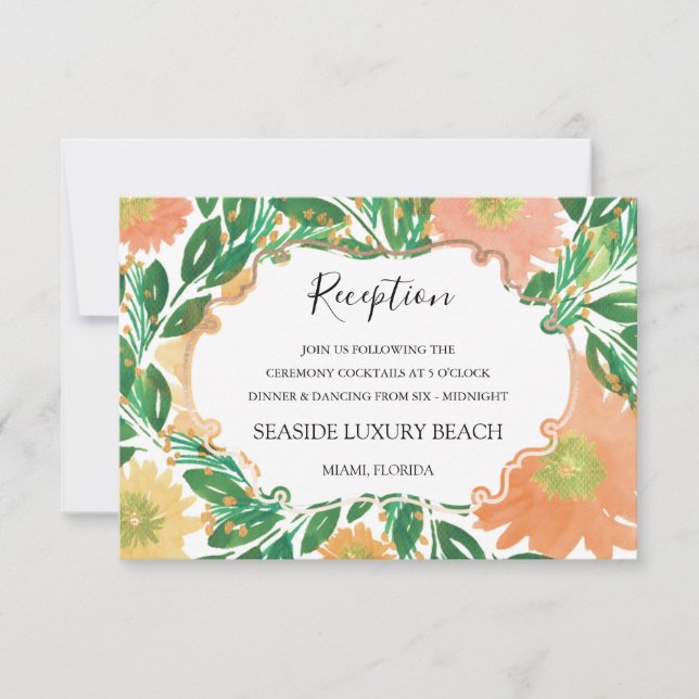 Belle Carte de réception Aquarelle Fleurs (Devant)