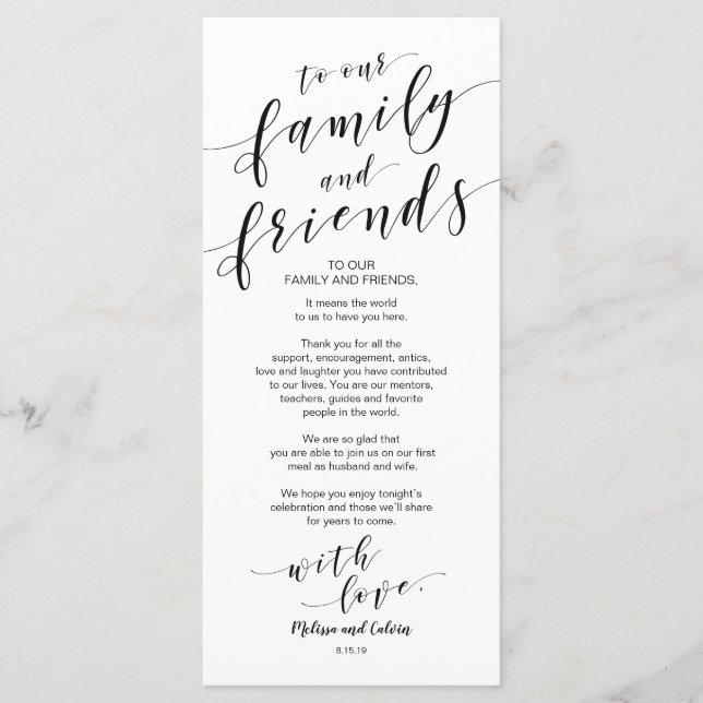 Belle carte de réglage Elegant Merci (Devant)