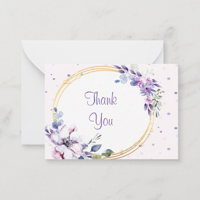 Belle Carte de remerciements à fleurs violettes (Devant)