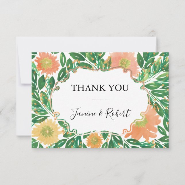 Belle Carte de remerciements d'aquarelle Fleurs (Devant)