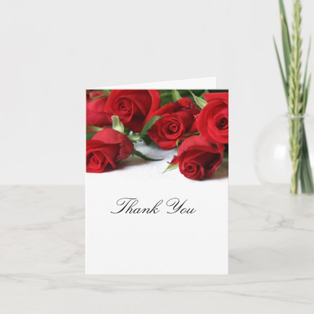 Belle Carte de remerciements de Roses Rouges (Devant)