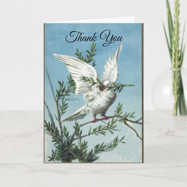 Belle Carte de Remerciements Dove Holiday (Devant)