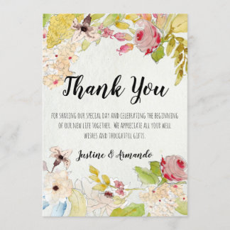 BELLE CARTE DE REMERCIEMENTS FLORALE