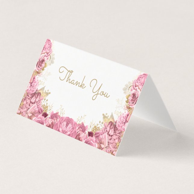 Belle Carte de remerciements florale rose à la fro (Front)