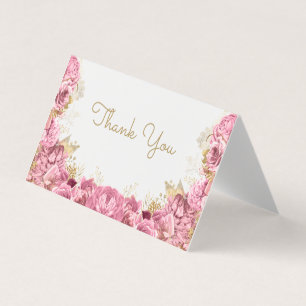 Belle Carte de remerciements florale rose à la fro