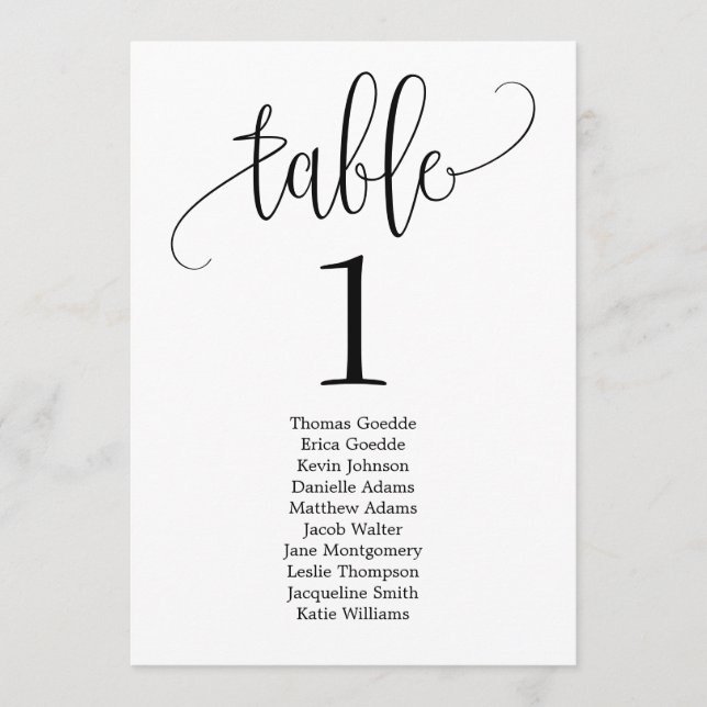 Belle Carte de siège de table de calligraphie (Devant)